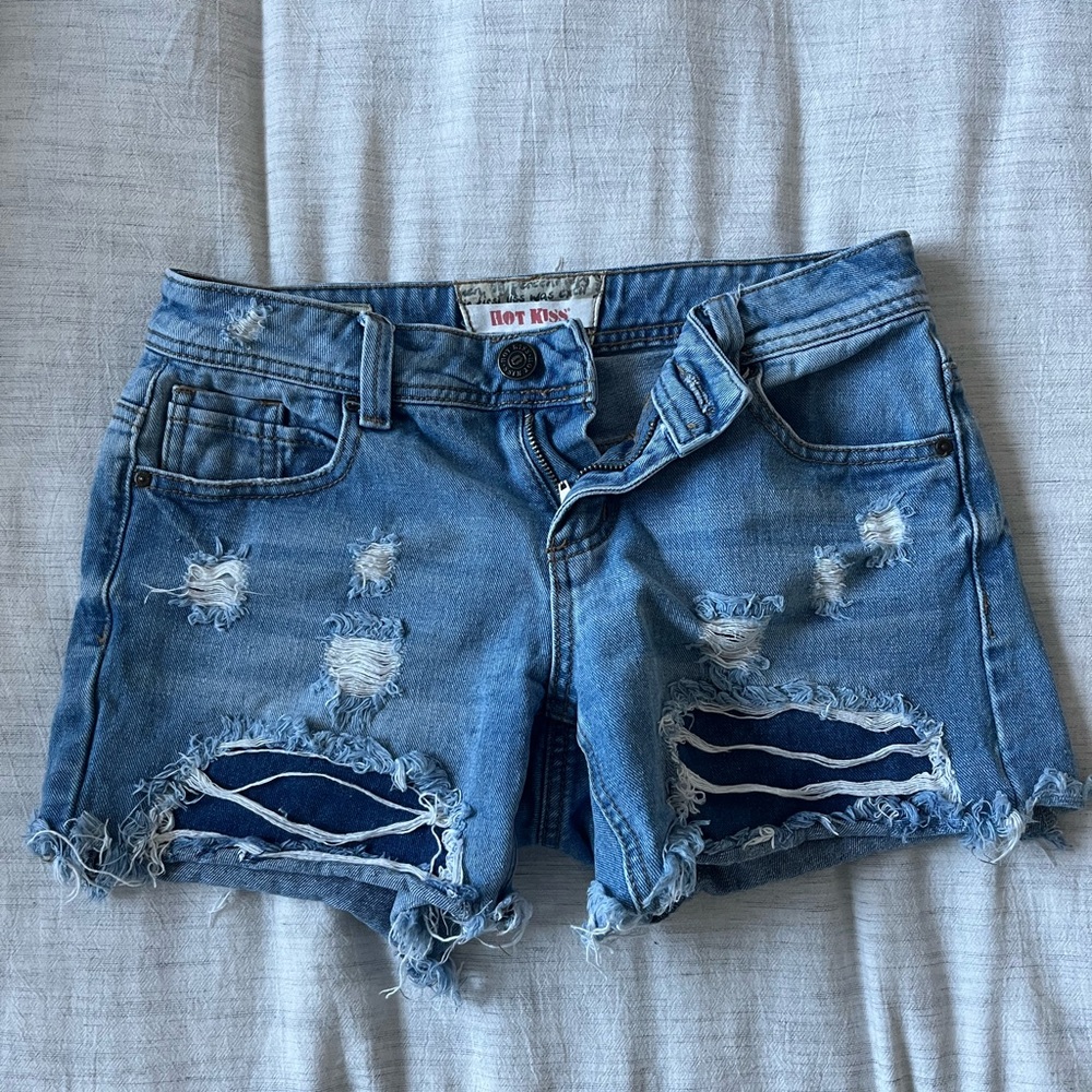 Hot Kiss Distressed Blue Denim Shorts